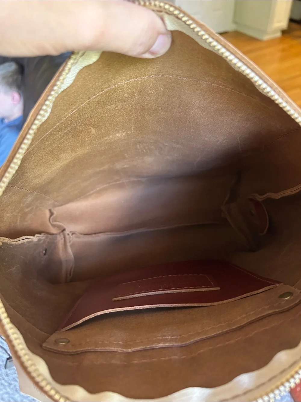 Portland Leather Brown Leather Backpack with Gold Zipper